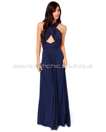 Tricks Of the Trade Navy Blue Maxi Dress (Convertible Dress)